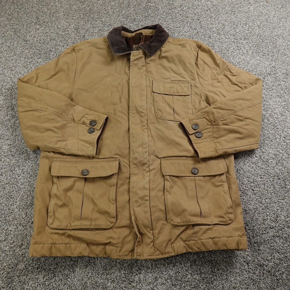 VTG St Johns Bay Jacket Mens L Brown Canvas Corduroy Collar Barn Chore Coat 90s